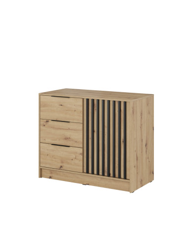 Komoda Nelly 2D, drzwi, szuflady, Dąb artisan/ Czarny, PIASKI Komoda Nelly 2D, drzwi, szuflady, Dąb artisan/ Czarny, PIASKI
