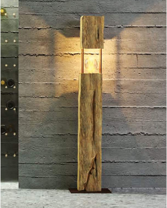 Lampa stojąca Pręty, 1 punkt świetlny, drewno, metal, REMORSE