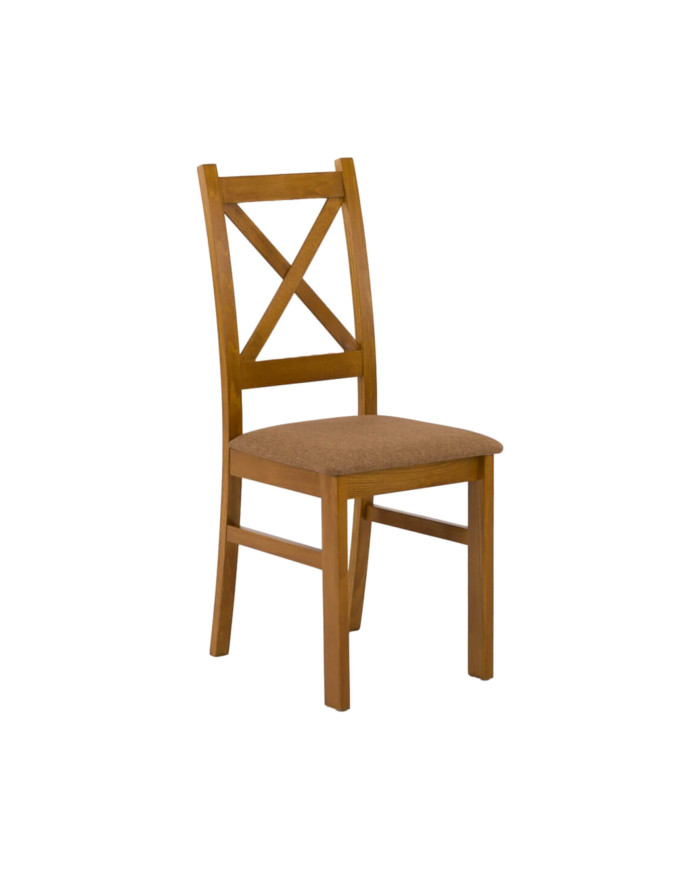 Krzesło Krzyżak, drewniane, tapicerowane siedzisko, Femix