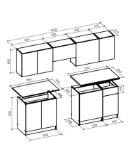 Kuchnia Tatiana, zestaw 240 cm, fronty MDF, orzech/kaszmir, HALMAR