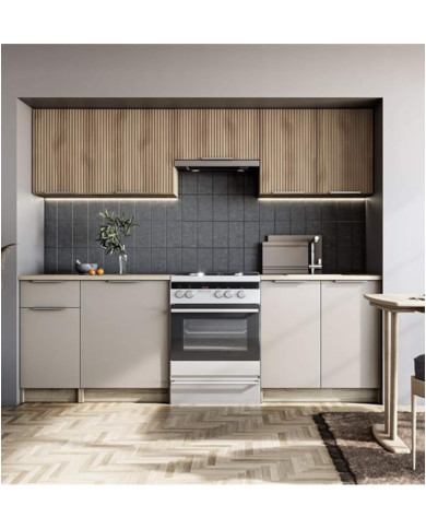 Kuchnia Tatiana, zestaw 240 cm, fronty MDF, orzech/kaszmir, HALMAR Kuchnia Tatiana, zestaw 240 cm, fronty MDF, orzech/kaszmir, HALMAR