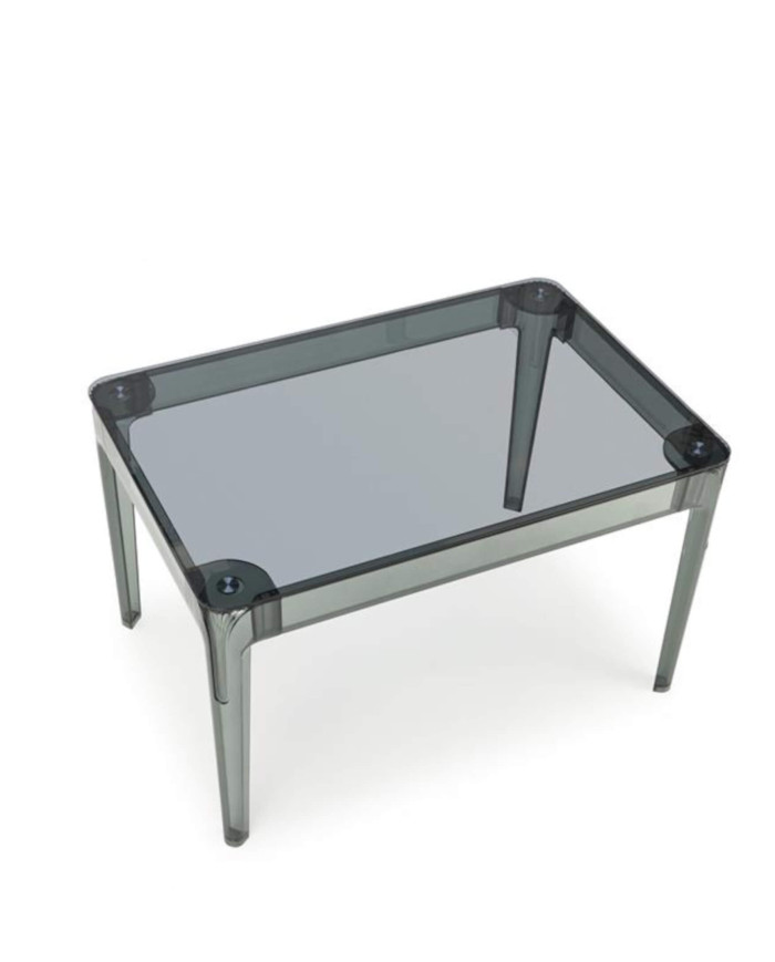 Stół Gomez, szkło dymione/ polipropylen dymiony, 120/80/74 cm