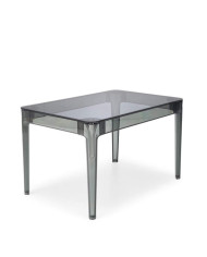 Stół Gomez, szkło dymione/ polipropylen dymiony, 120/80/74 cm
