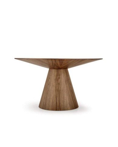 Stół kolumnowy Henderson, okrągły, 136/136/78 cm, okleina naturalna orzechowa, HALMAR Stół kolumnowy Henderson, okrągły, 136/136/78 cm, okleina naturalna orzechowa, HALMAR