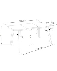 Stół prostokątny Dickson 120, rozkładany, 120-180/80/75 cm, okleina naturalna, nogi metalowe czarne, HALMAR