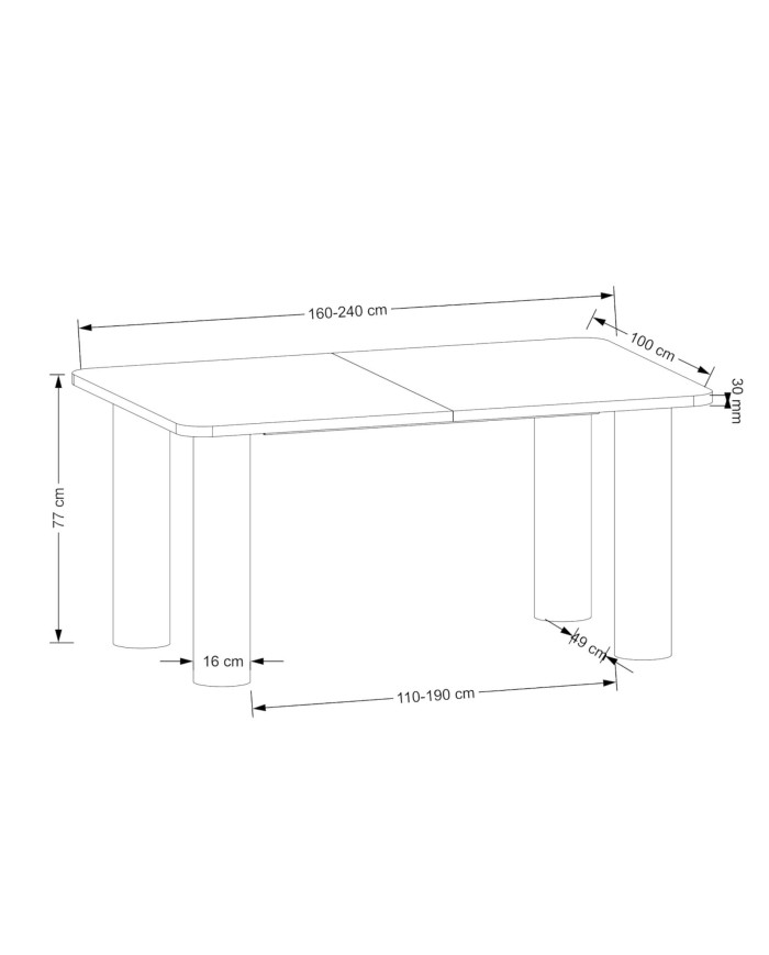 Stół prostokątny Elefante, rozkładany, 160-240/100/77 cm, dąb naturalny, HALMAR