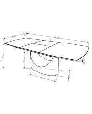 Stół kolumnowy Osman, prostokątny, rozkładany, 160-220/90/77 cm, biały marmur/czarny, HALMAR