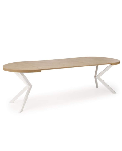 Stół okrągły Peroni, rozkładany, 100-250/100/75 cm, dąb złoty/biały, HALMAR Stół okrągły Peroni, rozkładany, 100-250/100/75 cm, dąb złoty/biały, HALMAR