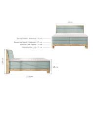 Łóżko kontynentalne Donna 160x200, tapicerowane, elementy dębowe, materace bonelowe-3