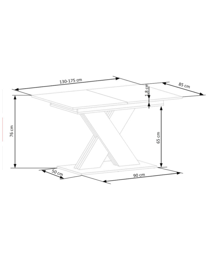 Stół kolumnowy Xarelto, prostokątny, rozkładany, 130-175/85/76 cm, dąb lancelot/biały, HALMAR
