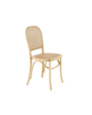 Krzesło K502, drewniane, mata rattanowa