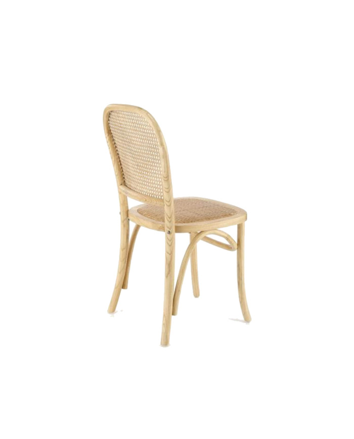 Krzesło K502, drewniane, mata rattanowa