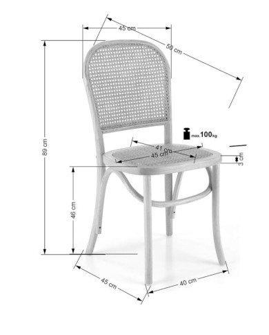 Krzesło skandynawskie K502, rattan naturalny, drewniane, HALMAR Krzesło skandynawskie K502, rattan naturalny, drewniane, HALMAR