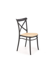 Krzesło K512, polipropylen, rattan syntetyczny, czarny-brązowy