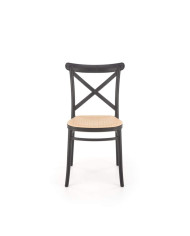 Krzesło K512, polipropylen, rattan syntetyczny, czarny-brązowy