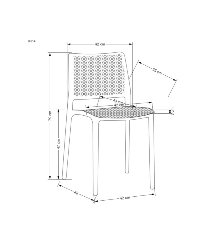 Nowoczesne krzesło K514, polipropylen, białe, dziurkowana powierzchnia siedziska i oparcia, HALMAR