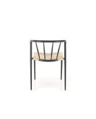 Krzesło K515, metalowe, sznurkowe, czarne/naturalny