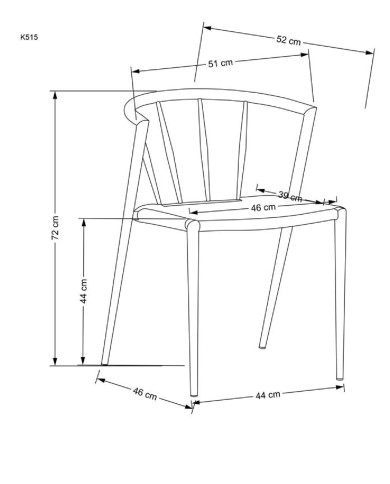 Krzesło skandynawskie K515, sznurkowe siedzisko, metalowe czarne nogi, HALMAR Krzesło skandynawskie K515, sznurkowe siedzisko, metalowe czarne nogi, HALMAR