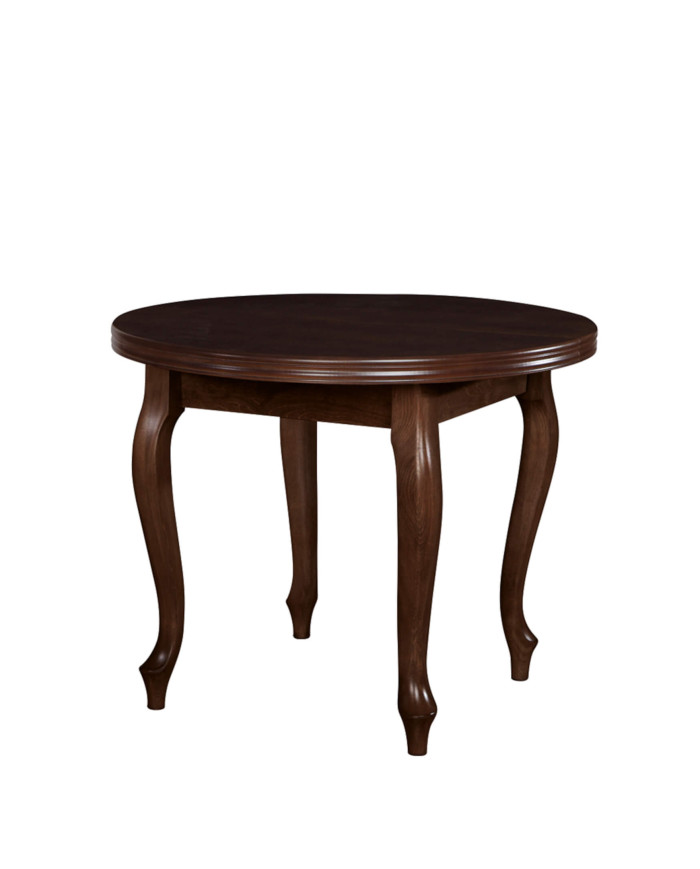 Stół nr 5 Fornir, okrągły, rozkładany, drewniane nogi Ludwik, 100-140/77/100 cm, FEMIX