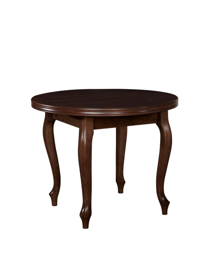 Stół nr 5 Fornir, okrągły, rozkładany, drewniane nogi, 110-150/77/110 cm, FEMIX