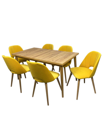 Stół nr 27 Bergen Laminat, prostokątny, rozkładany, nogi drewniane okrągłe, 150-190/77/80 cm, FEMIX Stół nr 27 Bergen Laminat, prostokątny, rozkładany, nogi drewniane okrągłe, 150-190/77/80 cm, FEMIX