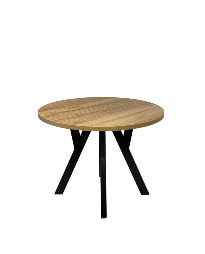 Stół nr 33 Travis, okrągły, rozkładany, nogi drewniane, 100-140/77/100 cm, FEMIX