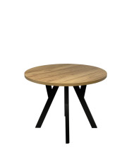 Stół nr 33 Travis, okrągły, rozkładany, nogi drewniane, 100-140/77/100 cm, FEMIX
