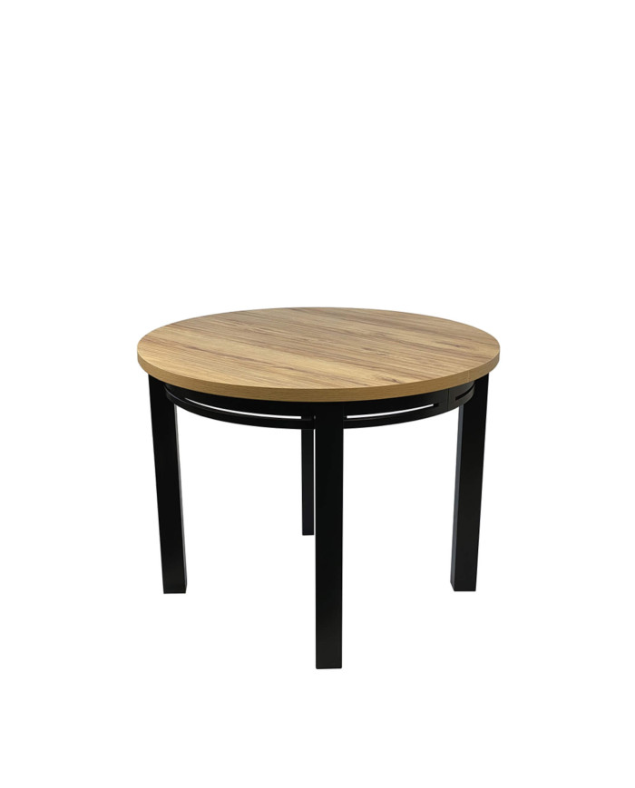 Stół nr 34 Uran, laminat, okrągły, rozkładany, nogi drewniane proste, 100-140/77/100 cm, FEMIX