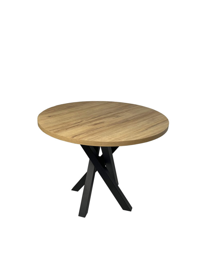 Stół nr 37 Moniq, okrągły, rozkładany, nogi metalowe czarne, 100-140/77/100 cm, FEMIX