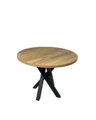 Stół nr 37 Moniq, okrągły, rozkładany, nogi metalowe czarne, 100-140/77/100 cm, FEMIX
