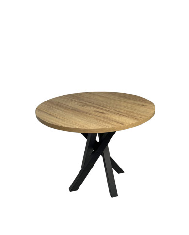 Stół nr 37 Moniq, okrągły, rozkładany, nogi metalowe czarne, 100-140/77/100 cm, FEMIX Stół nr 37 Moniq, okrągły, rozkładany, nogi metalowe czarne, 100-140/77/100 cm, FEMIX