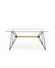 Stół Allegro, prostokątny, szklany blat, metalowe nogi, 160/80/75 cm