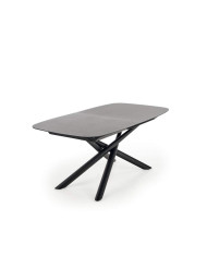Stół Capello, rozkładany, szklany blat, metalowe nogi, ciemny popiel/ czarny,180-240/95/77 cm