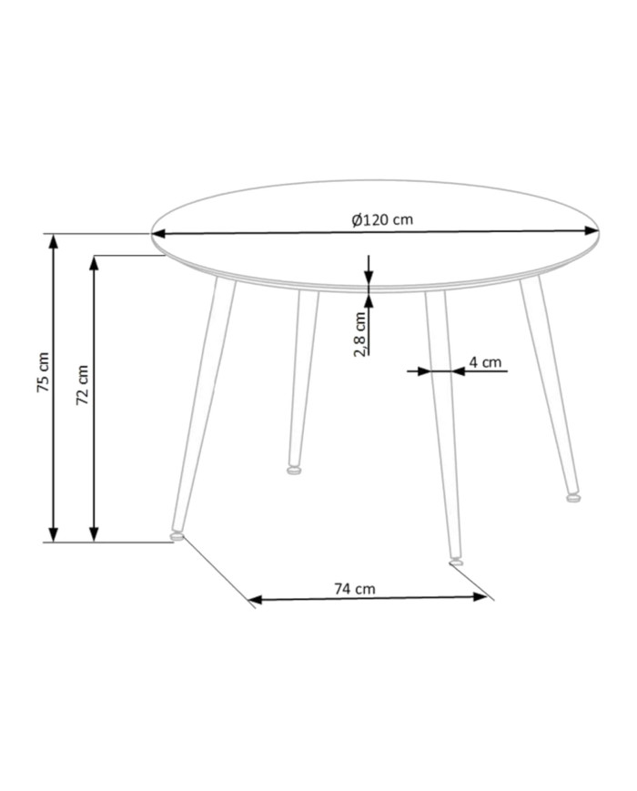 Stół okrągły Embos, 120/120x75 cm, czarny, noga metalowa czarno-złota, HALMAR