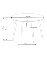 Stół okrągły Embos, 120/120x75 cm, czarny, noga metalowa czarno-złota, HALMAR