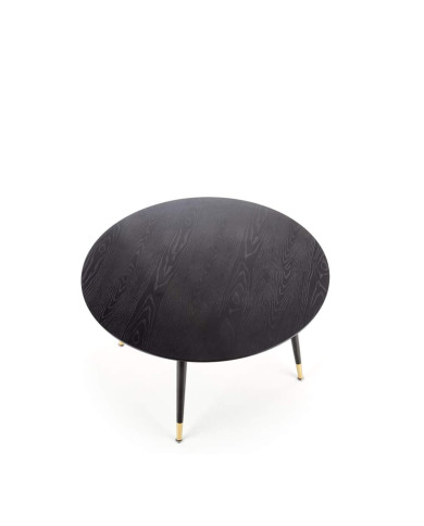 Stół okrągły Embos, 120/120x75 cm, czarny, noga metalowa czarno-złota, HALMAR Stół okrągły Embos, 120/120x75 cm, czarny, noga metalowa czarno-złota, HALMAR