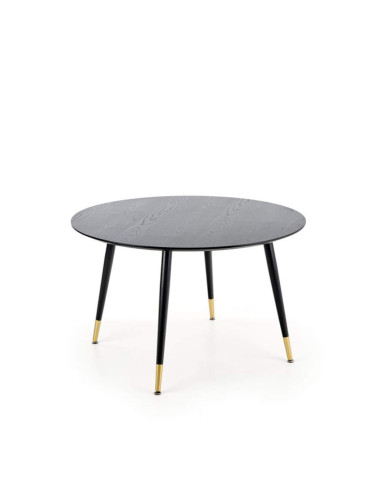 Stół okrągły Embos, 120/120x75 cm, czarny, noga metalowa czarno-złota, HALMAR Stół okrągły Embos, 120/120x75 cm, czarny, noga metalowa czarno-złota, HALMAR
