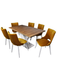 Zestaw stołowy nr 62, Stół X Laminat + 6 krzeseł Bella, FEMIX