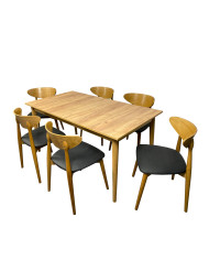 Zestaw stołowy nr 61, stół nr 29 Rio Laminat + 6 krzeseł Luis, FEMIX