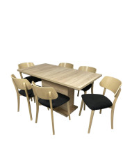 Zestaw stołowy nr 60, stół Rubin Laminat + 6 krzeseł Luis, FEMIX