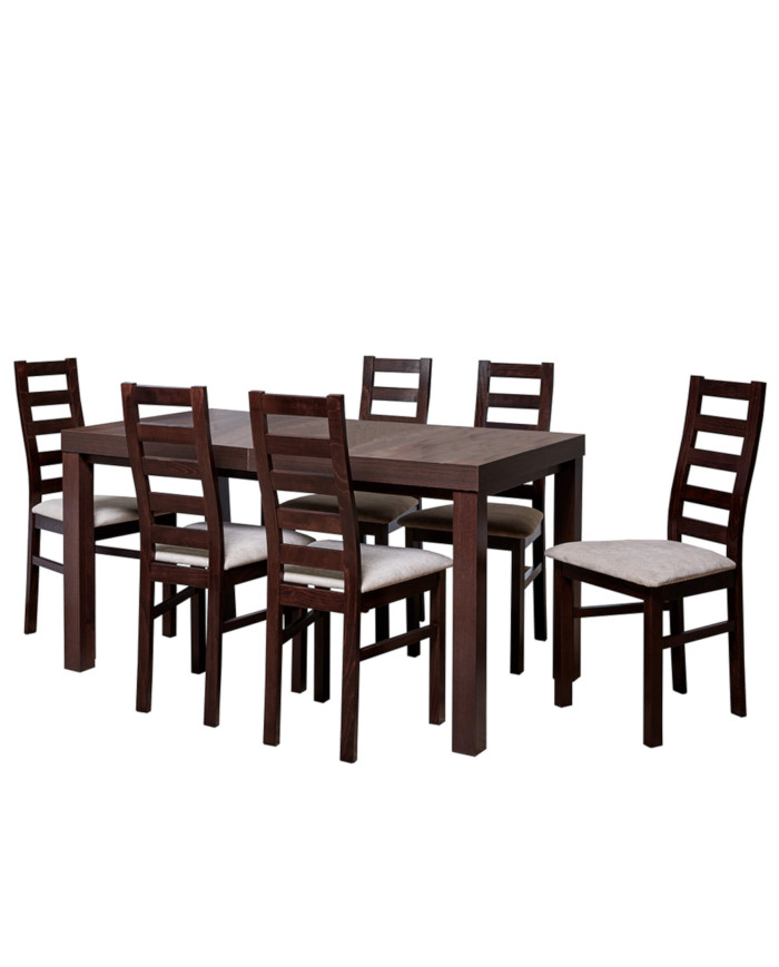 Zestaw stołowy 42, stół nr 10 Camilla laminat + 6 krzeseł Alex, FEMIX
