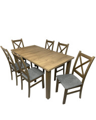 Zestaw stołowy nr 32, stół nr 9 Laminat + 6 krzeseł Krzyżak, FEMIX