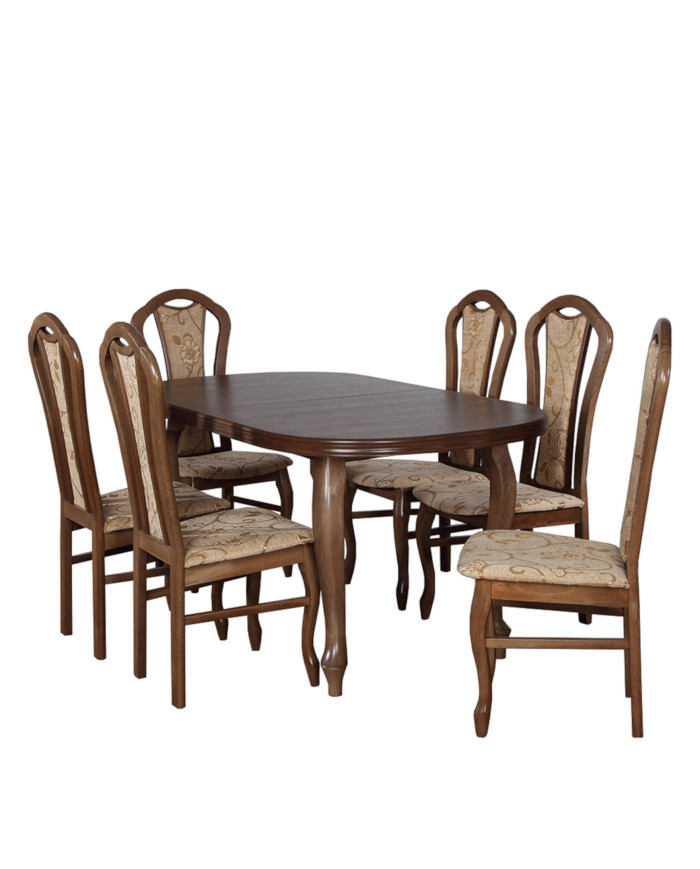 Zestaw stołowy nr 30, stół nr 1 Fornir + 6 krzeseł Dama, FEMIX