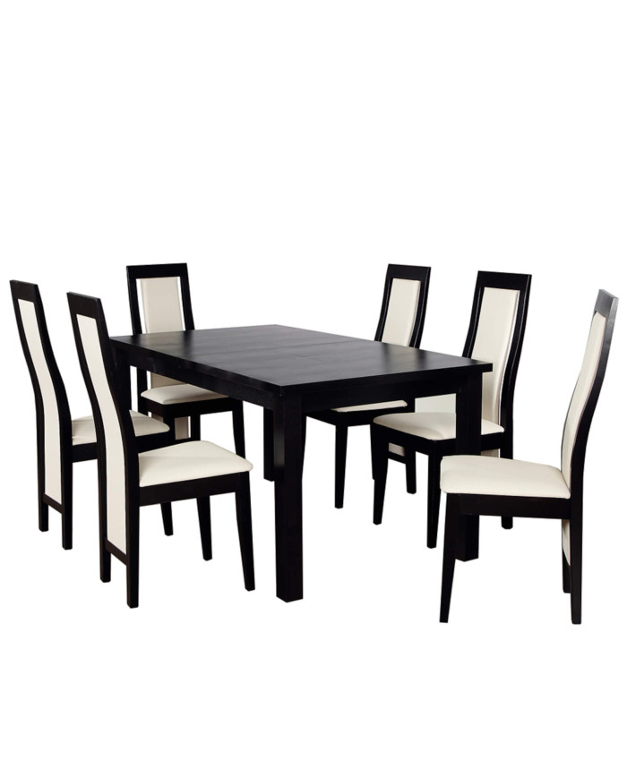 Zestaw stołowy nr 24, stół nr 6 Fornir + 6 krzeseł Kanzas Wysoki, FEMIX