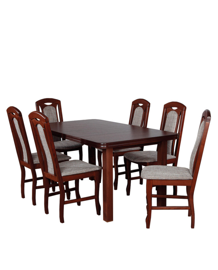 Zestaw stołowy nr 18, stół nr 4 Fornir + 6 krzeseł Łuk, FEMIX