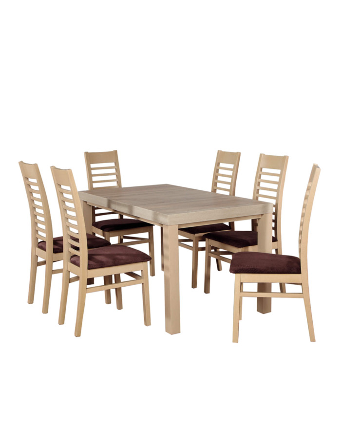 Zestaw stołowy 17, stół nr 10 Camilla laminat + 6 krzeseł Eryka, FEMIX