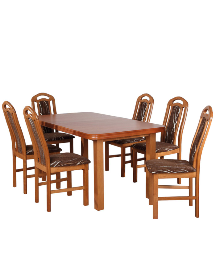 Zestaw stołowy nr 15, stół nr 4 Fornir + 6 krzeseł W3, FEMIX