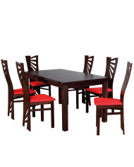 Zestaw stołowy nr 12, stół nr 6 Fornir + 6 krzeseł Dawid, FEMIX