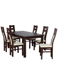 Zestaw stołowy nr 9, stół nr 6 Fornir + 6 krzeseł Fila Nowa, FEMIX