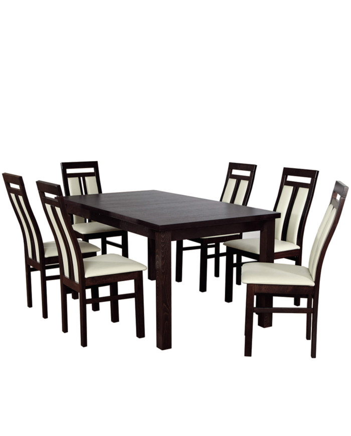 Zestaw stołowy nr 7, stół nr 6 Fornir + 6 krzeseł Werona, FEMIX